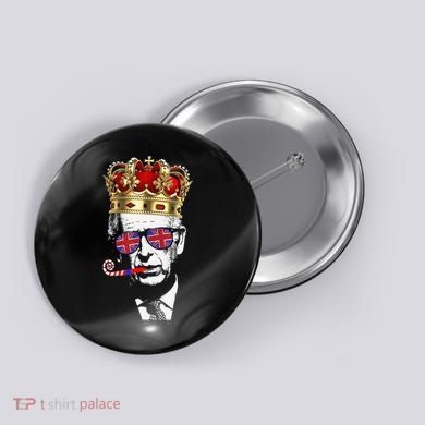 Party King Funny Coronation King Charles Union Jack & Crown Button