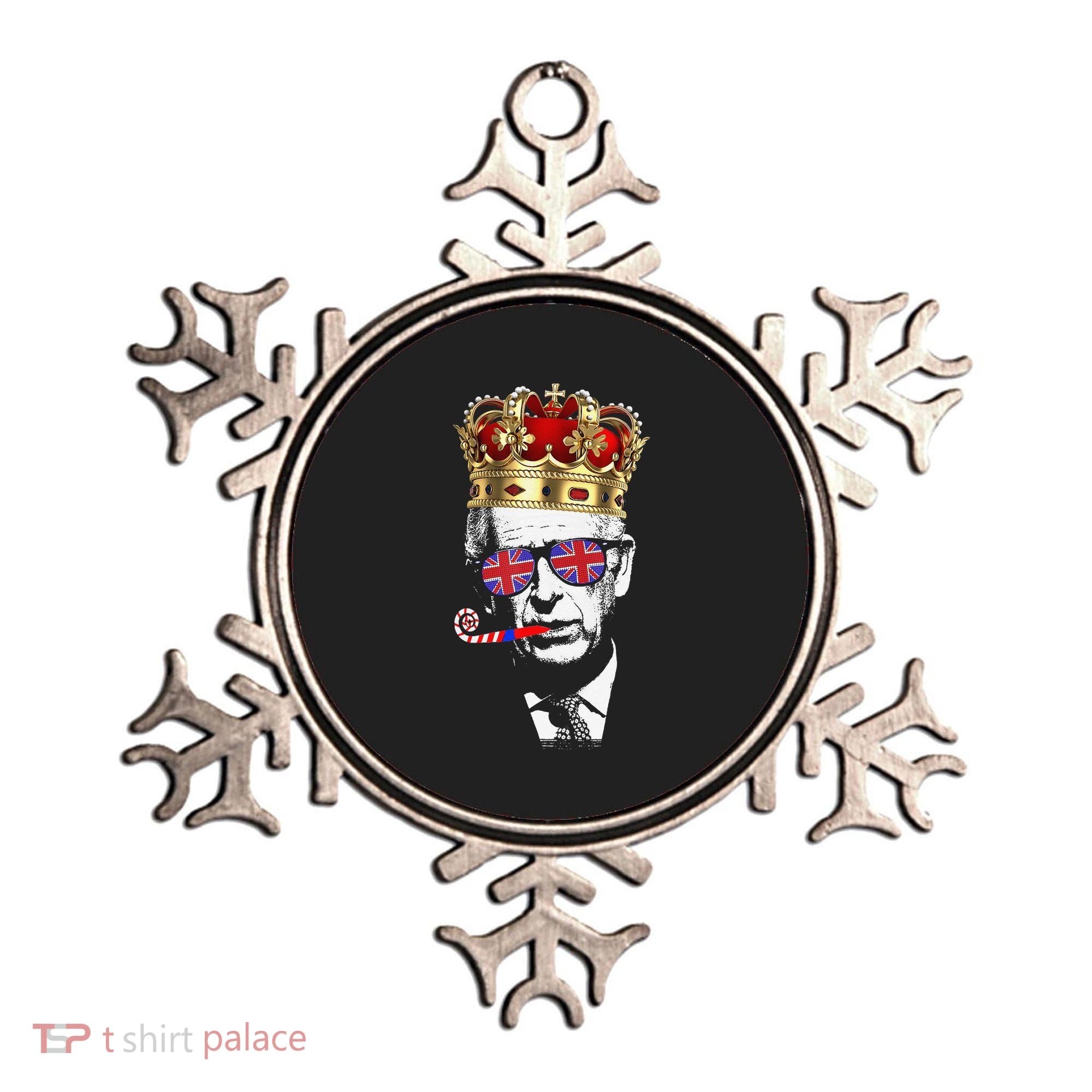 Party King Funny Coronation King Charles Union Jack & Crown Ornament