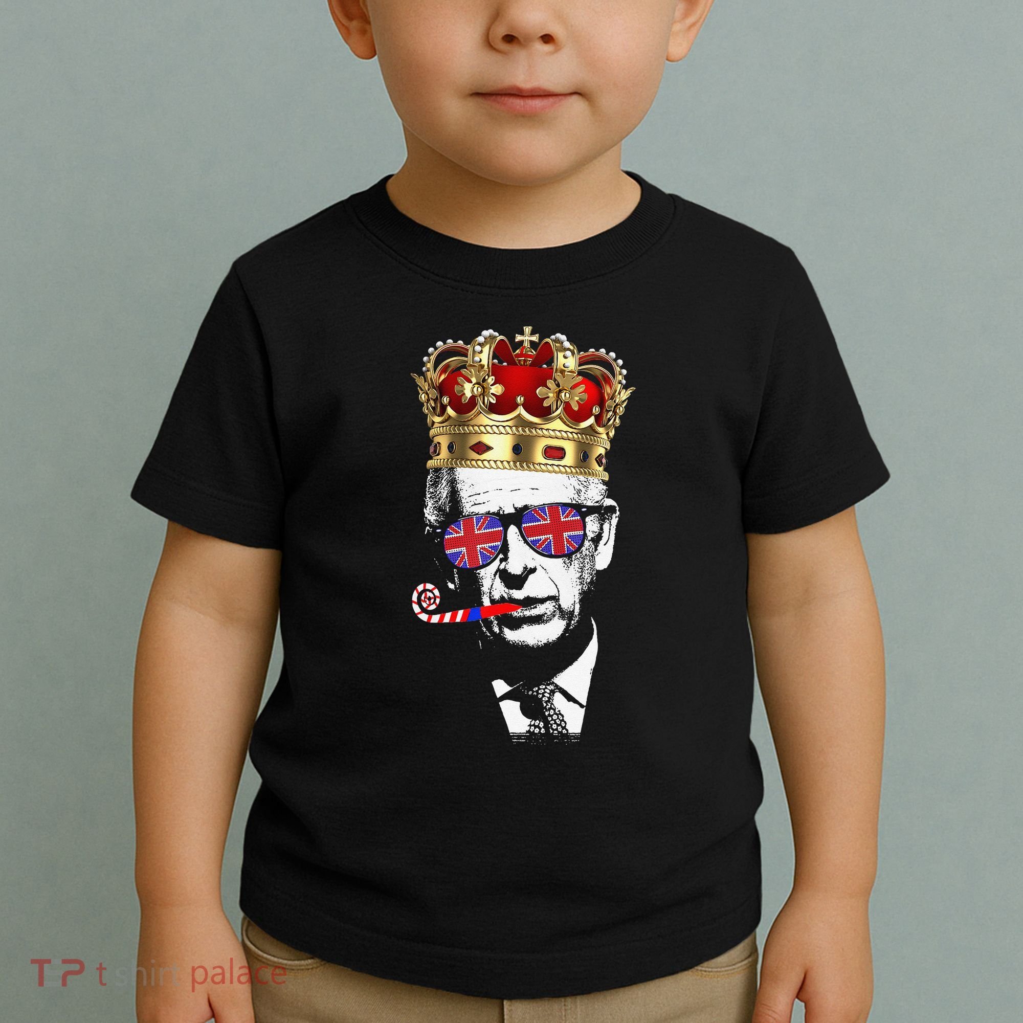 Party King Funny Coronation King Charles Union Jack & Crown Toddler T-Shirt