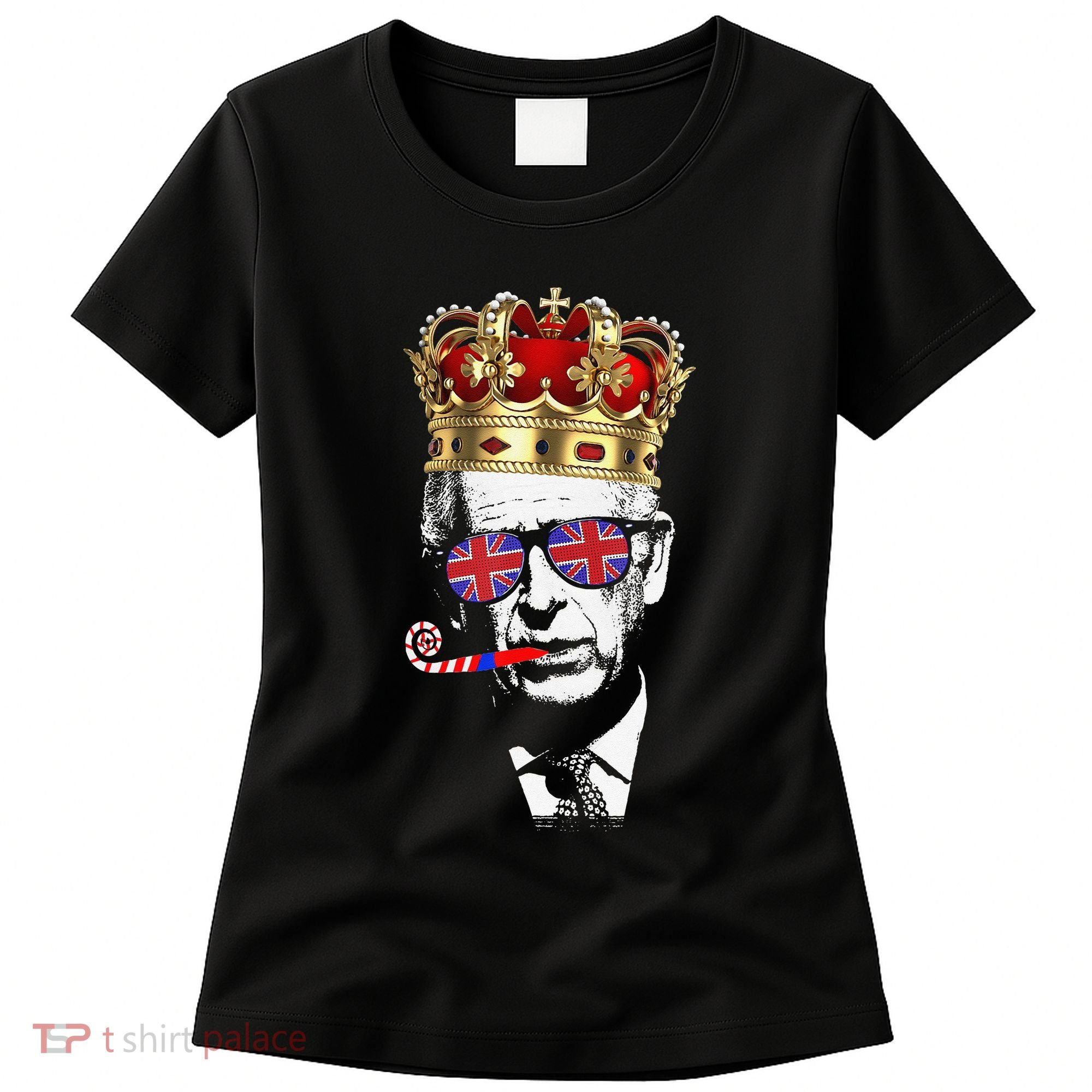 Party King Funny Coronation King Charles Union Jack & Crown Women's T-Shirt