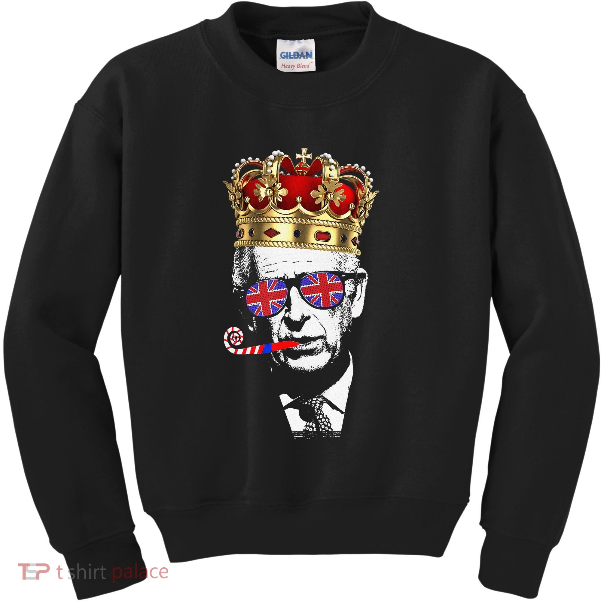 Party King Funny Coronation King Charles Union Jack & Crown Kids Sweatshirt