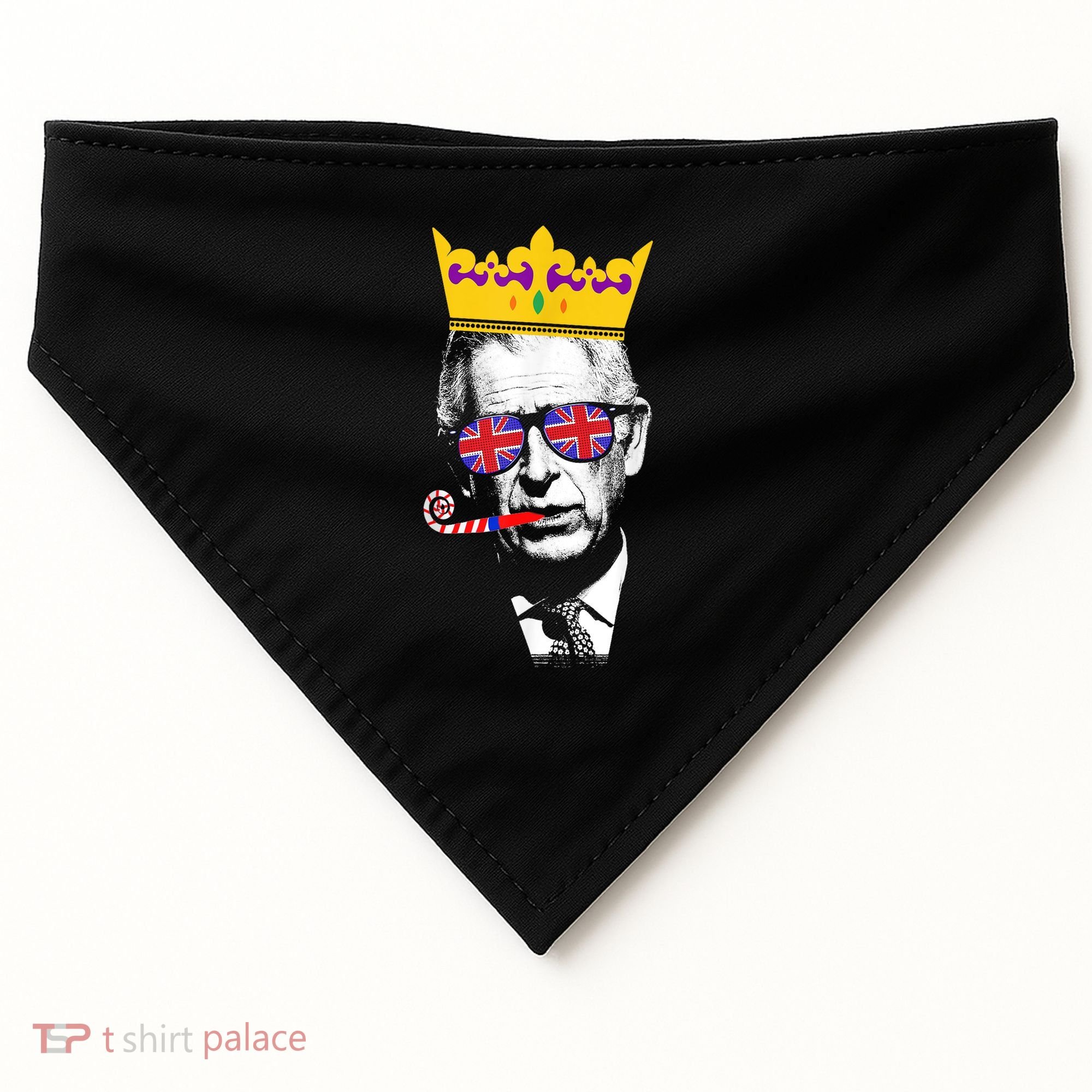 Party King Funny Coronation King Charles Union Jack & Crown USA-Made Doggie Bandana