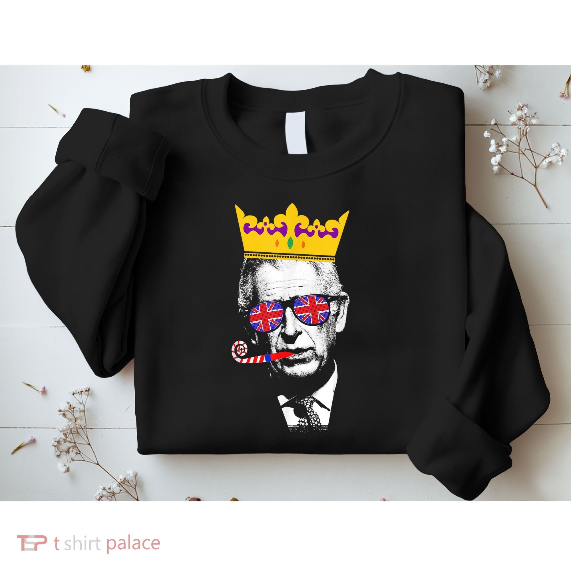 Party King Funny Coronation King Charles Union Jack & Crown Sweatshirt