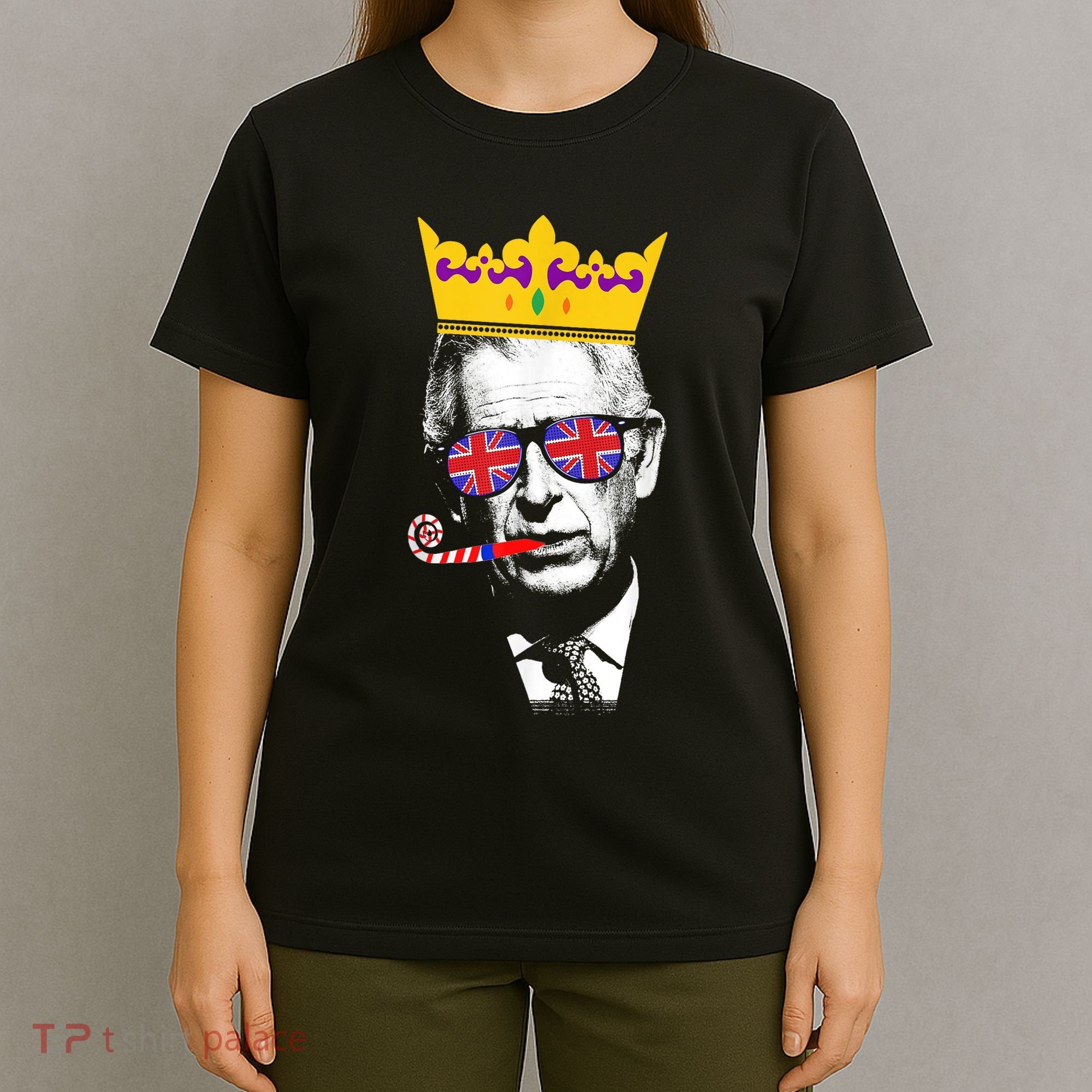 Party King Funny Coronation King Charles Union Jack & Crown T-Shirt