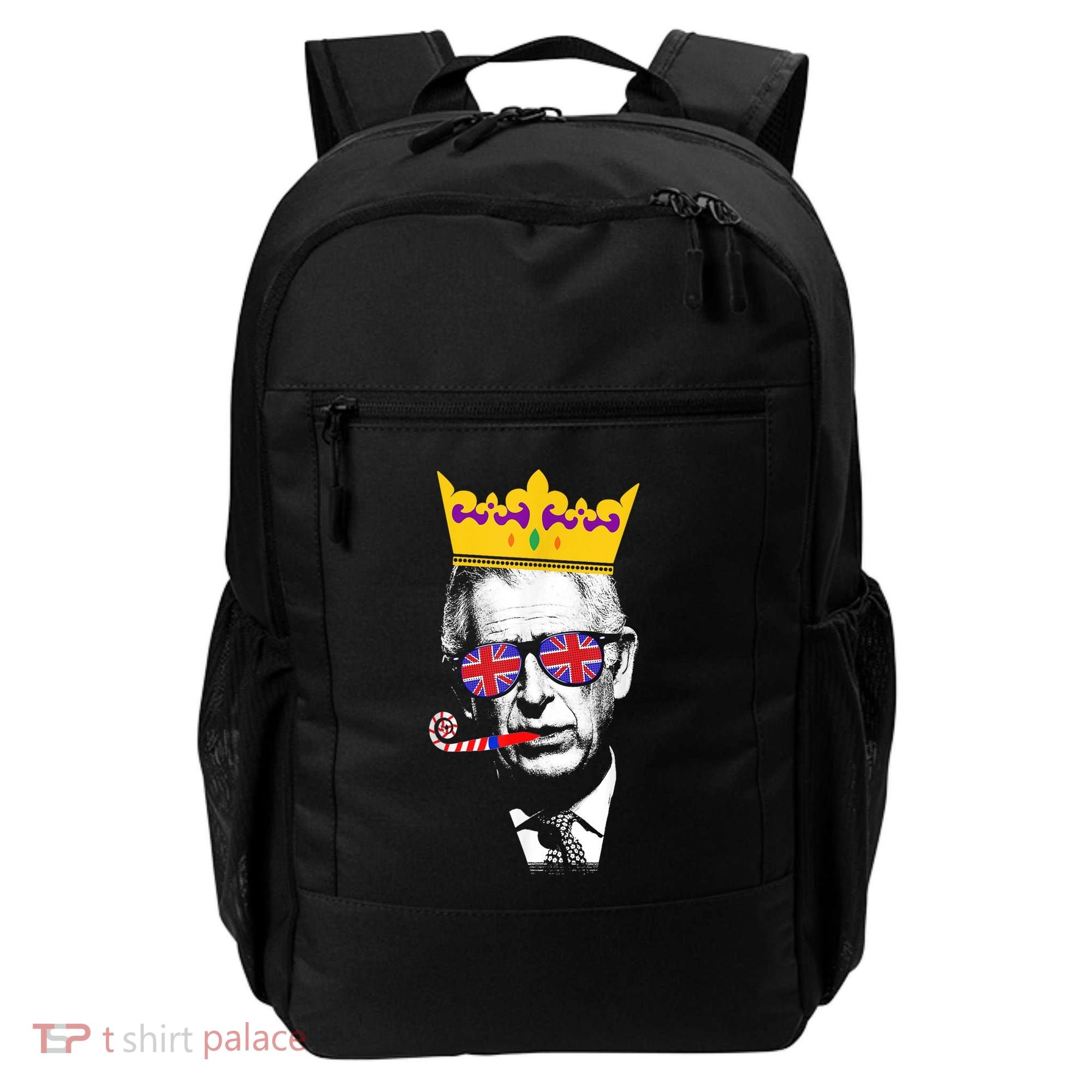 Party King Funny Coronation King Charles Union Jack & Crown Backpack