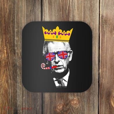 Party King Funny Coronation King Charles Union Jack & Crown Coaster