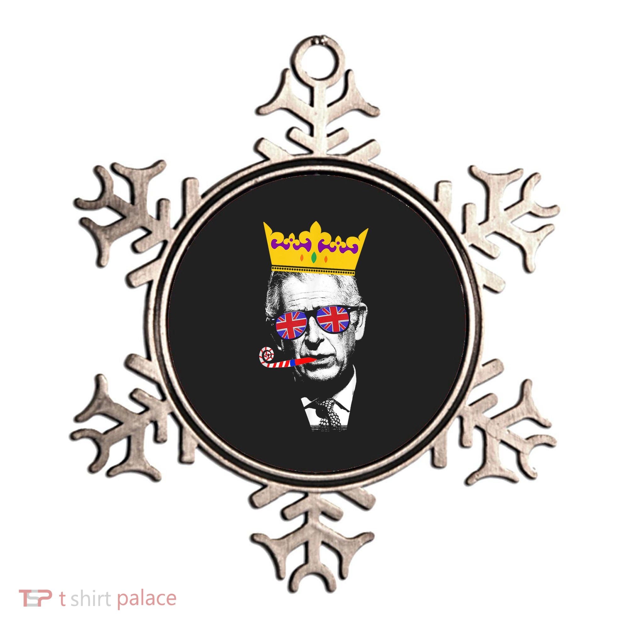 Party King Funny Coronation King Charles Union Jack & Crown Ornament