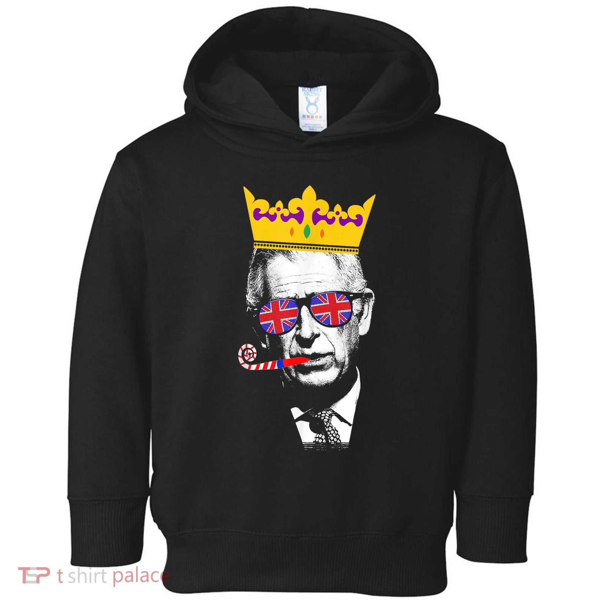 Party King Funny Coronation King Charles Union Jack & Crown Toddler Hoodie