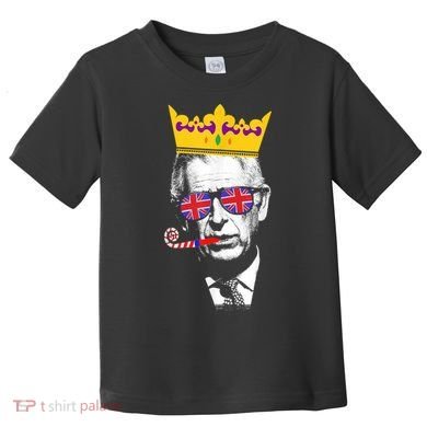 Party King Funny Coronation King Charles Union Jack & Crown Toddler T-Shirt