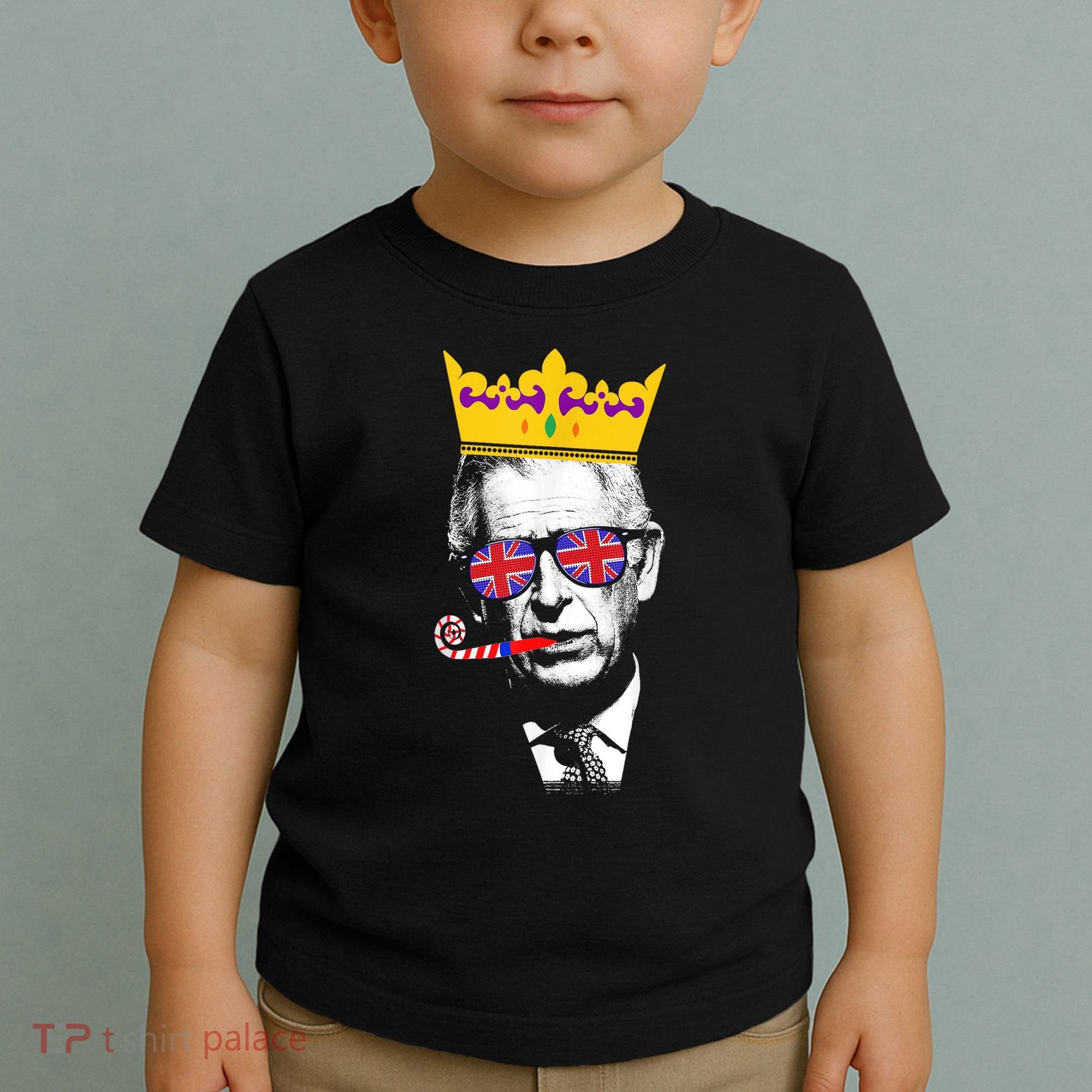 Party King Funny Coronation King Charles Union Jack & Crown Toddler T-Shirt