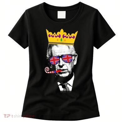 Party King Funny Coronation King Charles Union Jack & Crown Women's T-Shirt