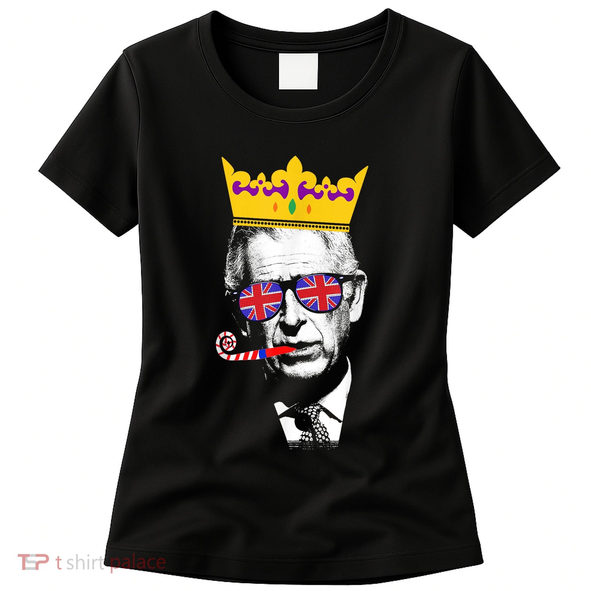 Party King Funny Coronation King Charles Union Jack & Crown Women's T-Shirt