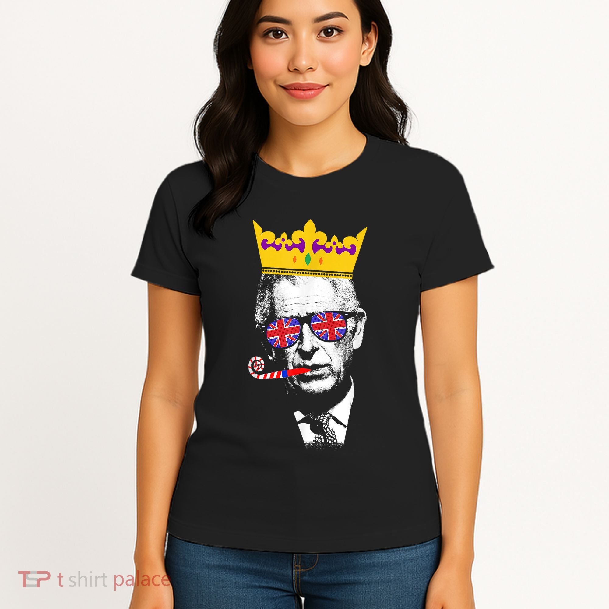 Party King Funny Coronation King Charles Union Jack & Crown Women's T-Shirt