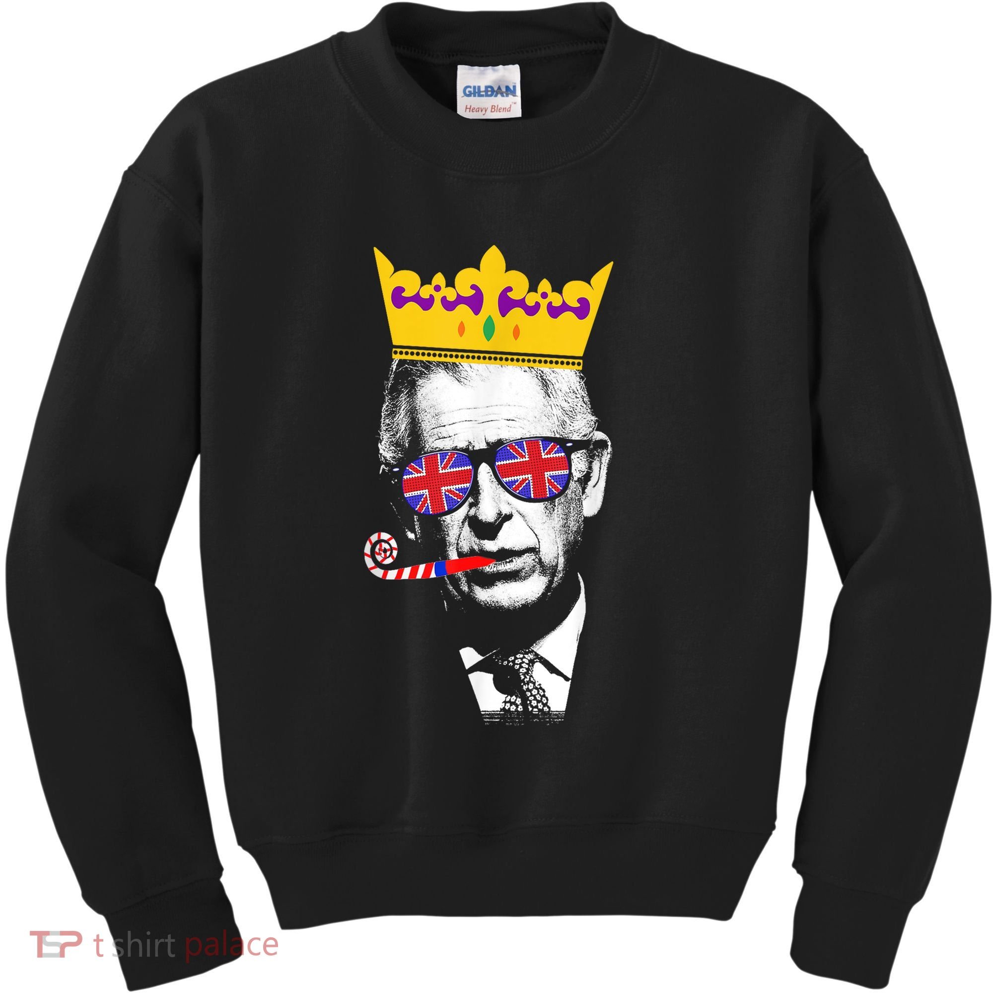Party King Funny Coronation King Charles Union Jack & Crown Kids Sweatshirt