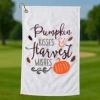 Pumpkin Kisses Harvest Wishes Golf Towel thumb 1