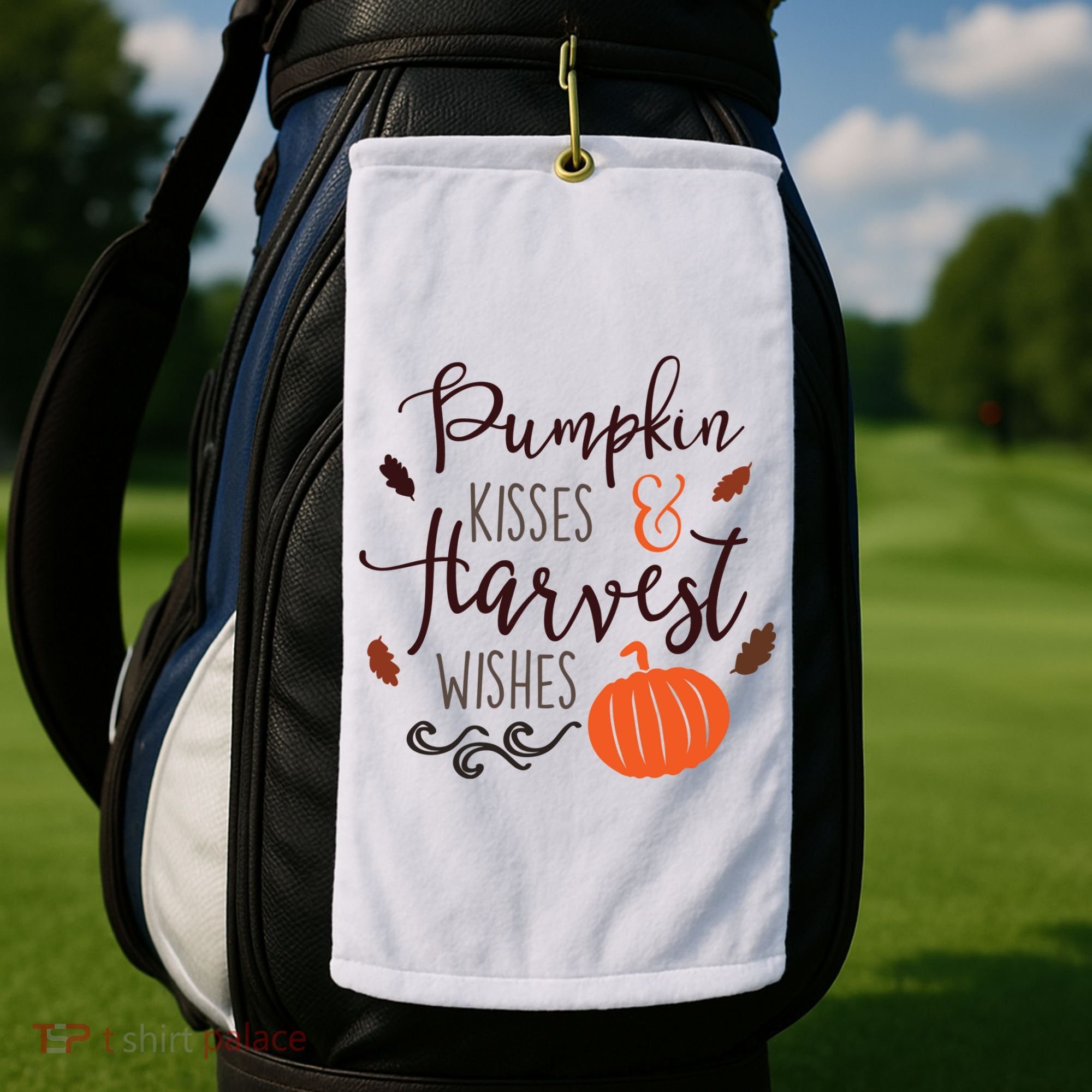 Pumpkin Kisses Harvest Wishes Golf Towel