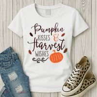 Pumpkin Kisses Harvest Wishes Women's T-Shirt thumb 3