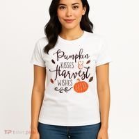 Pumpkin Kisses Harvest Wishes Women's T-Shirt thumb 4