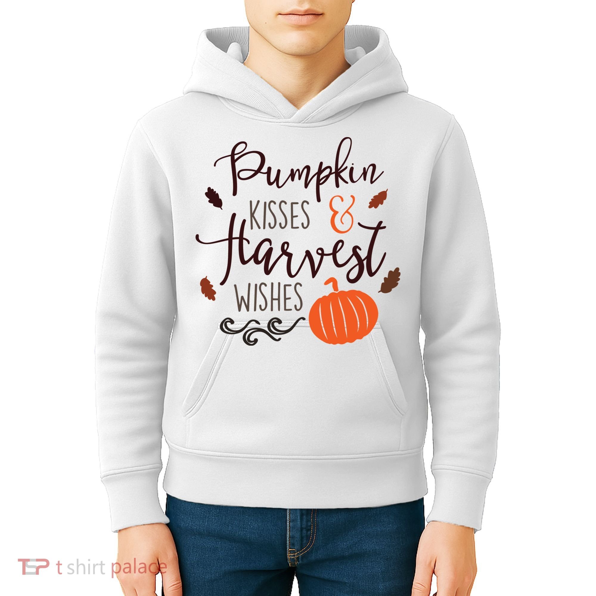 Pumpkin Kisses Harvest Wishes Kids Hoodie