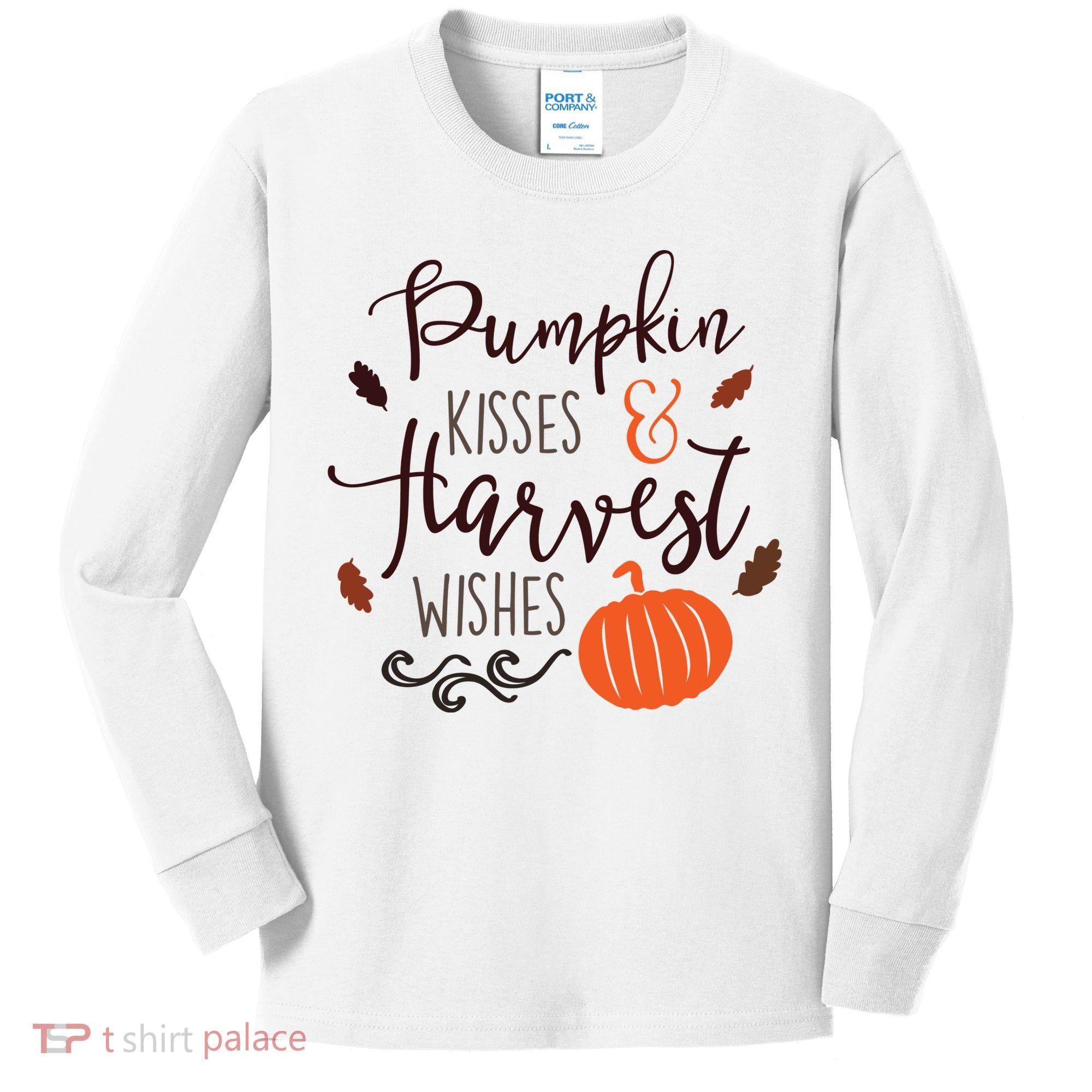 Pumpkin Kisses Harvest Wishes Kids Long Sleeve Shirt