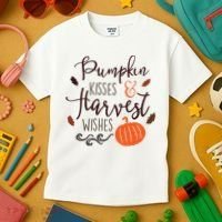 Pumpkin Kisses Harvest Wishes Kids T-Shirt thumb 3