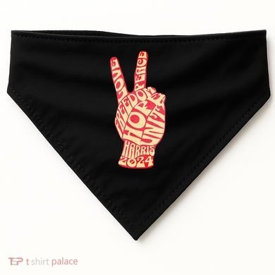 Pro Kamala Harris 2024 Peace Sign USA-Made Doggie Bandana