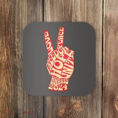 Pro Kamala Harris 2024 Peace Sign Coaster