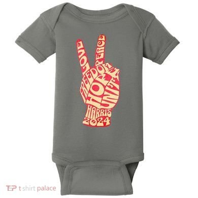 Pro Kamala Harris 2024 Peace Sign Baby Bodysuit