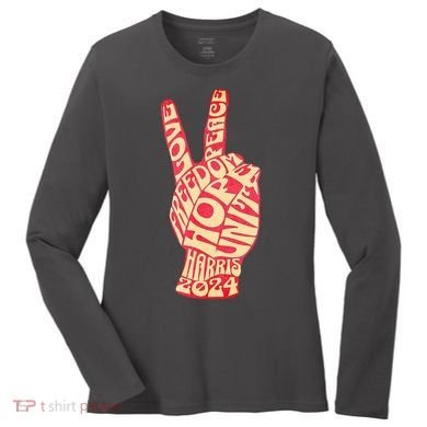 Pro Kamala Harris 2024 Peace Sign Women's Long Sleeve Shirt