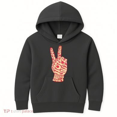 Pro Kamala Harris 2024 Peace Sign Kids Hoodie