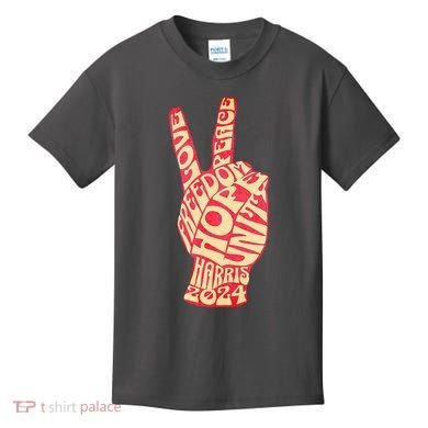 Pro Kamala Harris 2024 Peace Sign Kids T-Shirt