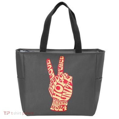 Pro Kamala Harris 2024 Peace Sign Tote Bag