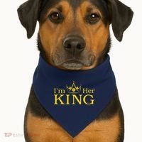 Pickleball King IM His Queen IM Her King Couple USA-Made Doggie Bandana thumb 1