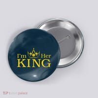 Pickleball King IM His Queen IM Her King Couple Button thumb 0