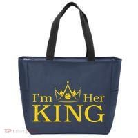Pickleball King IM His Queen IM Her King Couple Tote Bag thumb 0