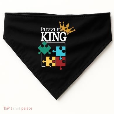 Puzzle King Jigsaw Puzzle Lover Puzzle Pieces Gift USA-Made Doggie Bandana