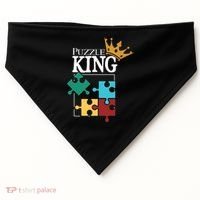 Puzzle King Jigsaw Puzzle Lover Puzzle Pieces Gift USA-Made Doggie Bandana thumb 0