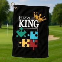 Puzzle King Jigsaw Puzzle Lover Puzzle Pieces Gift Golf Towel thumb 1