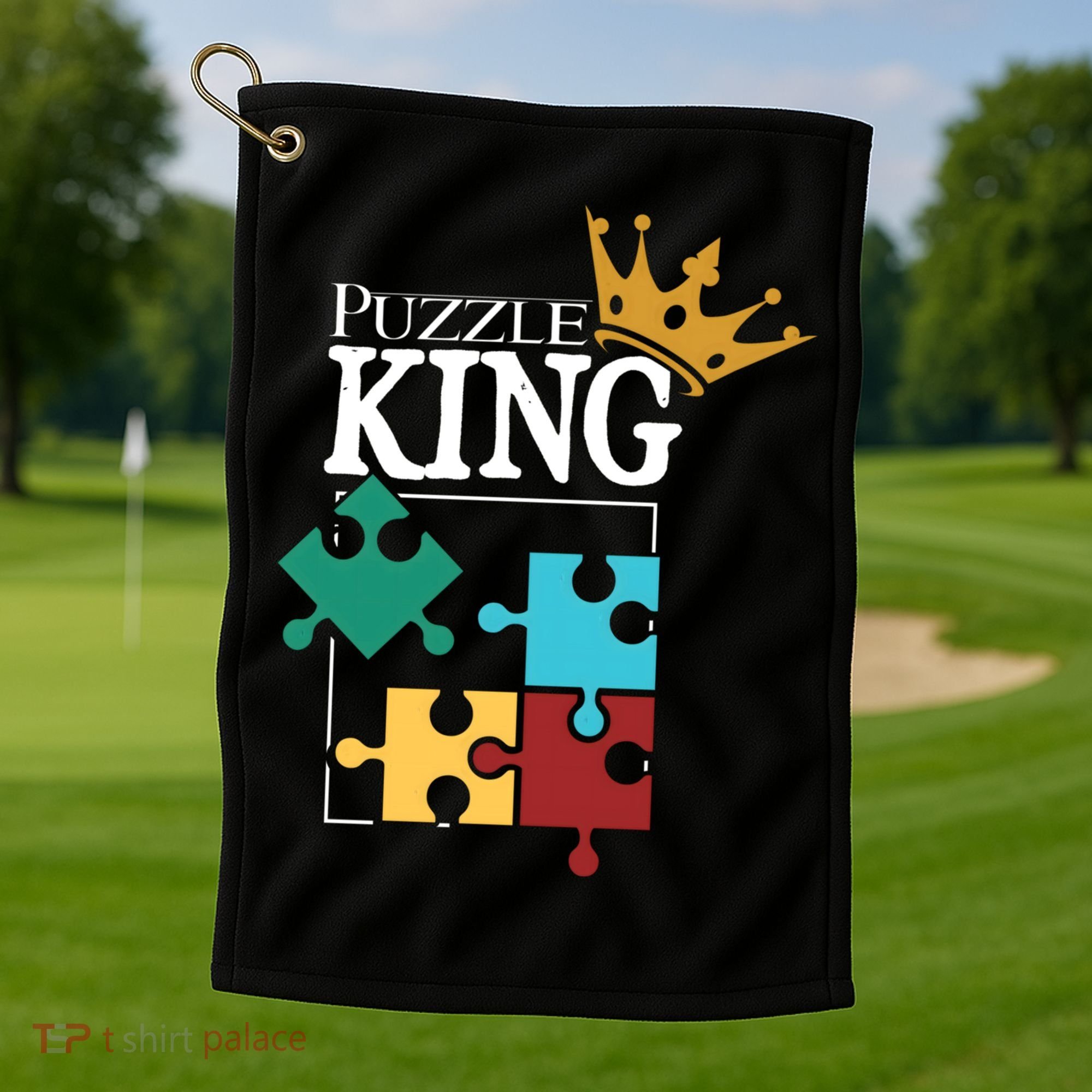 Puzzle King Jigsaw Puzzle Lover Puzzle Pieces Gift Golf Towel