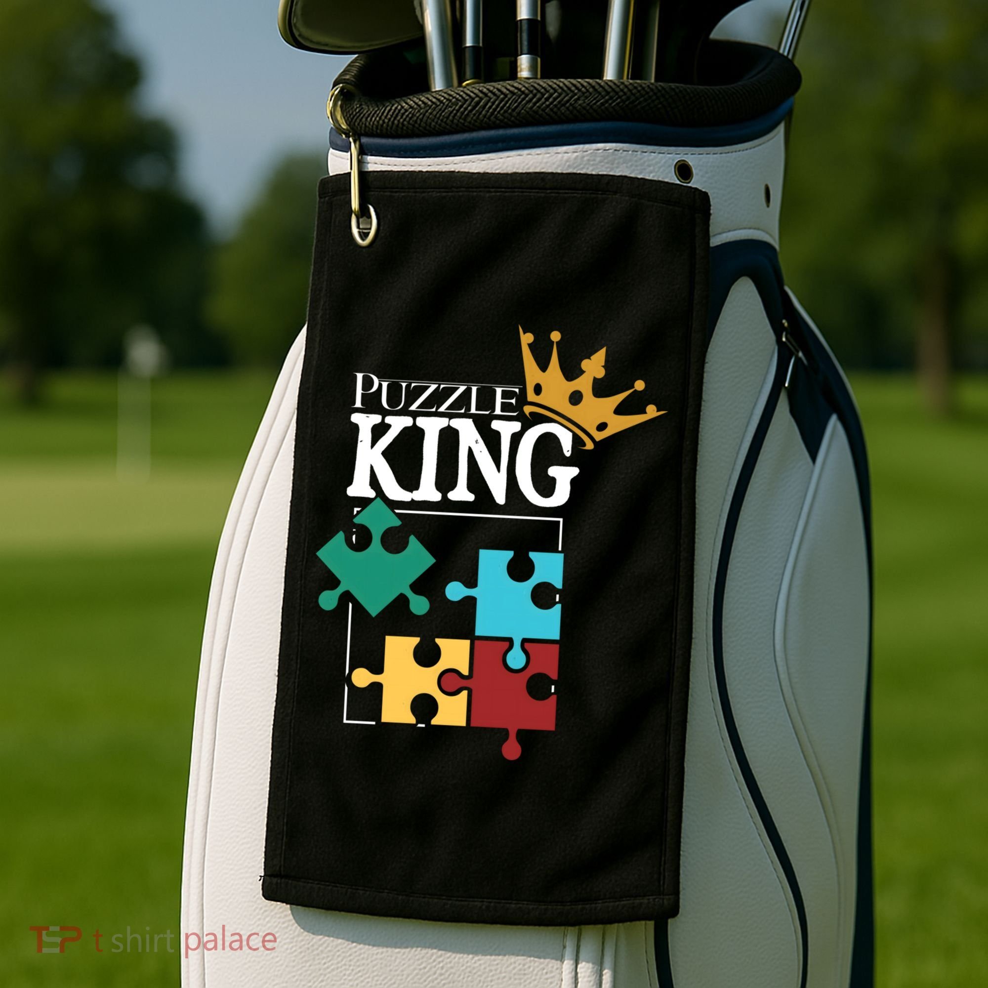 Puzzle King Jigsaw Puzzle Lover Puzzle Pieces Gift Golf Towel