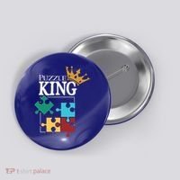 Puzzle King Jigsaw Puzzle Lover Puzzle Pieces Gift Button thumb 0