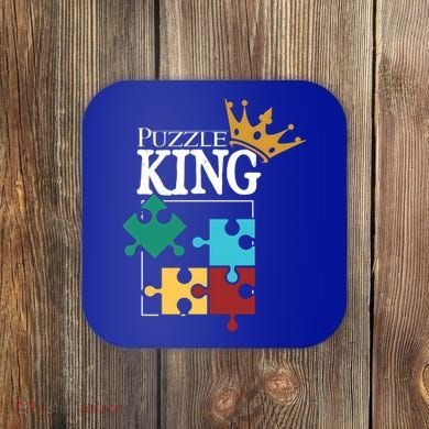 Puzzle King Jigsaw Puzzle Lover Puzzle Pieces Gift Coaster