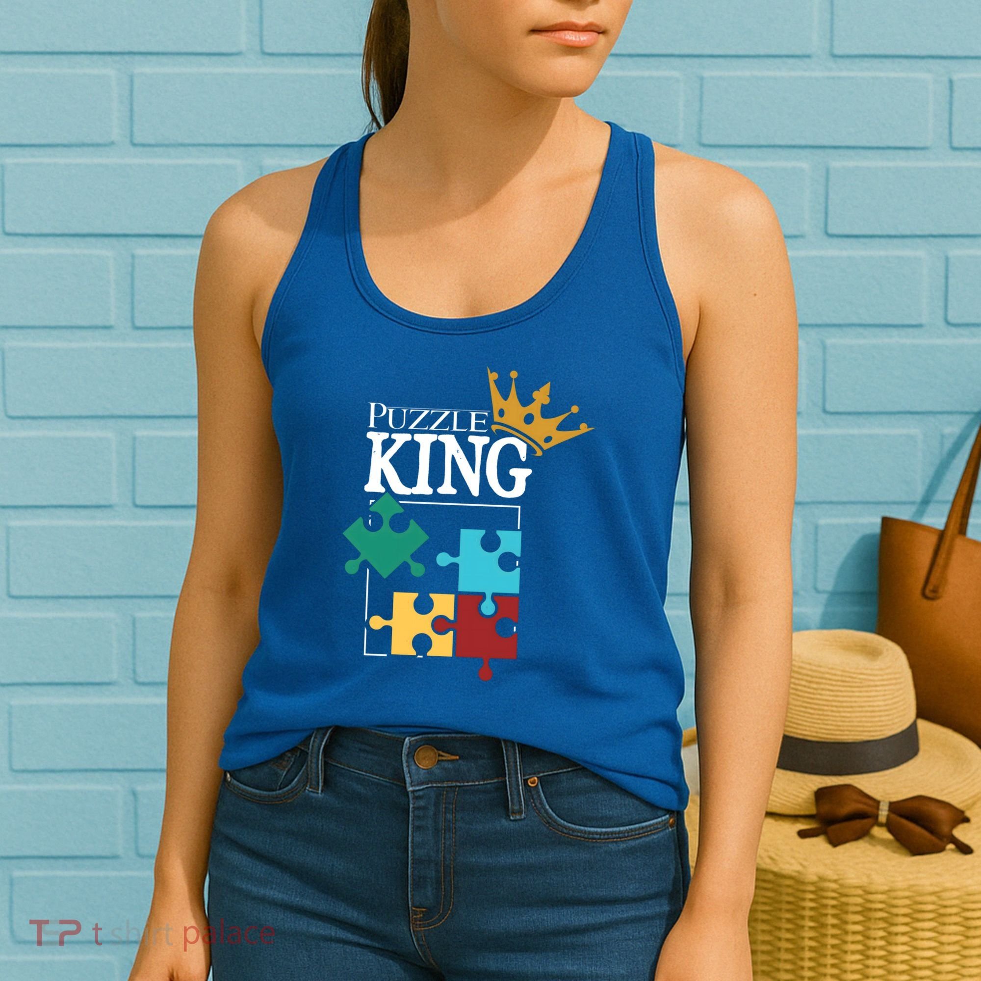 Puzzle King Jigsaw Puzzle Lover Puzzle Pieces Gift Women's Tank Top