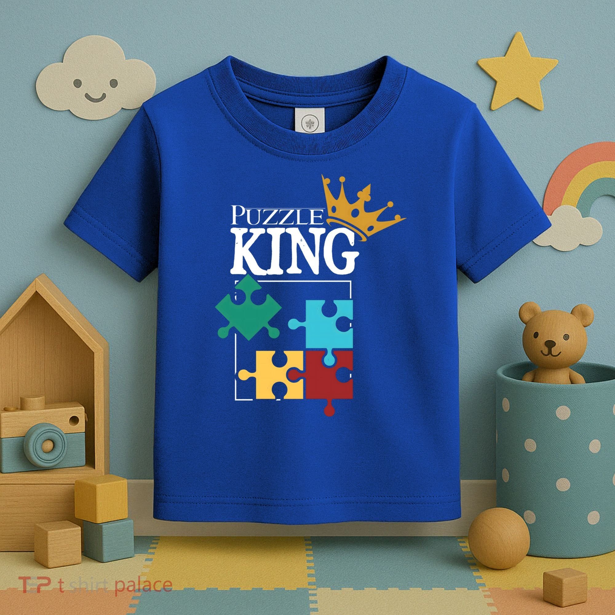 Puzzle King Jigsaw Puzzle Lover Puzzle Pieces Gift Toddler T-Shirt