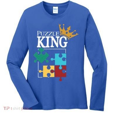 Puzzle King Jigsaw Puzzle Lover Puzzle Pieces Gift Women's Long Sleeve Shirt