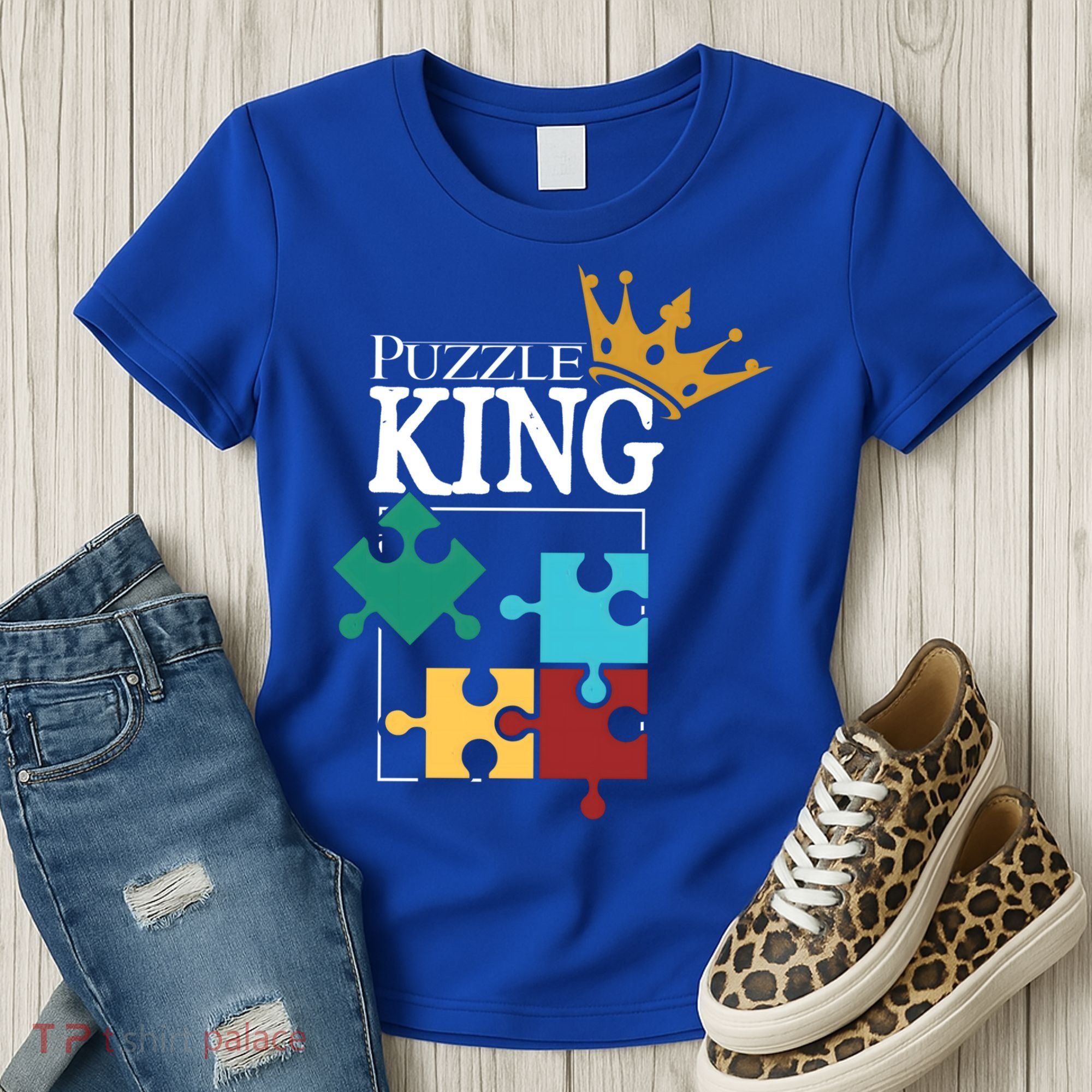 Puzzle King Jigsaw Puzzle Lover Puzzle Pieces Gift Women's T-Shirt