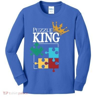 Puzzle King Jigsaw Puzzle Lover Puzzle Pieces Gift Kids Long Sleeve Shirt