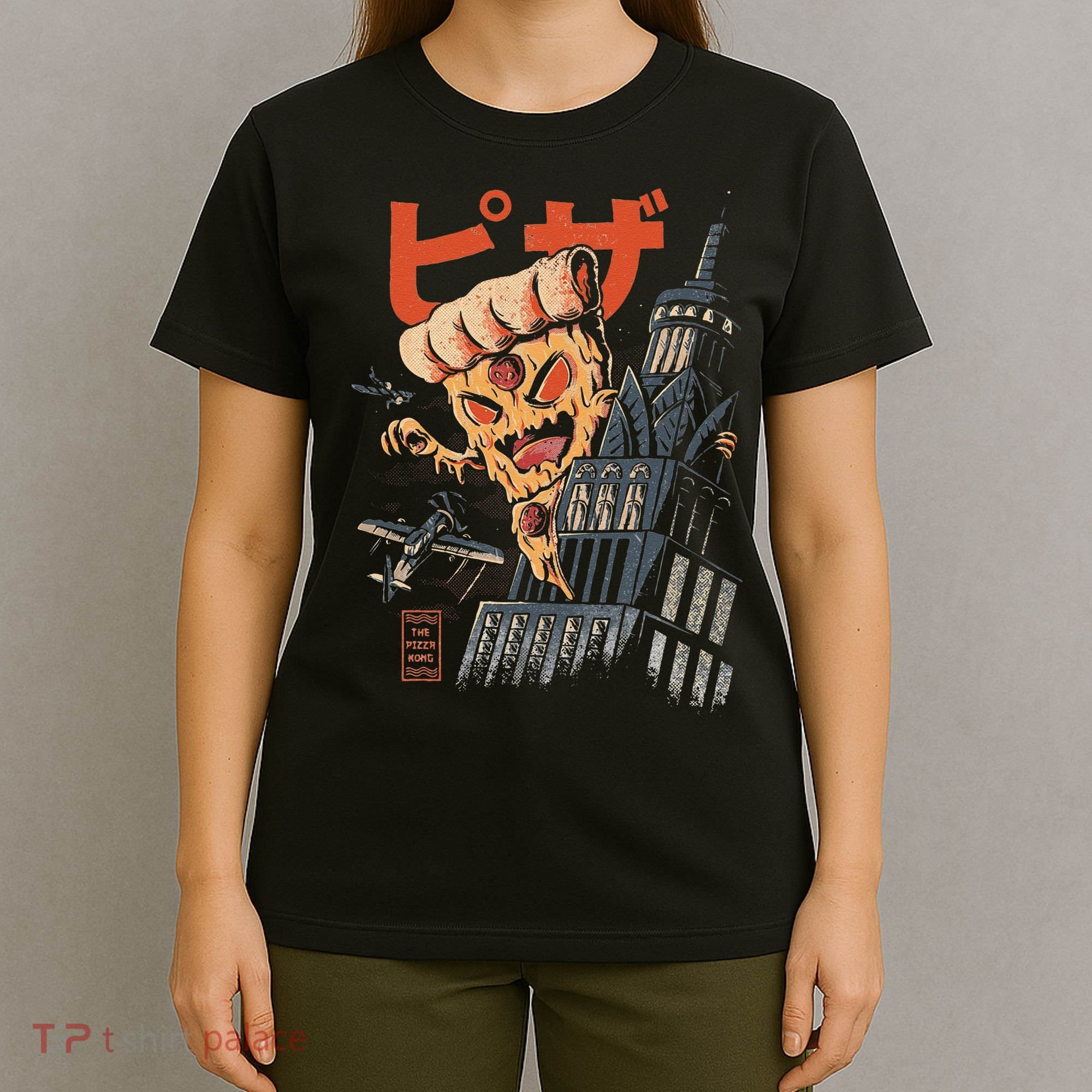 Pizza Kong Kaiju Monsters Fast Food Japanese Art T-Shirt