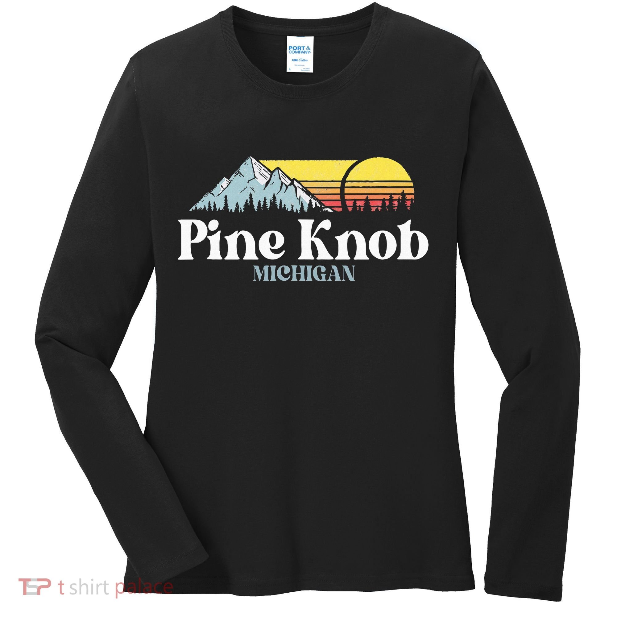 Pine Knob Michigan Ski Snowboarding Vacations Hiking Trails Women's Long Sleeve Shirt