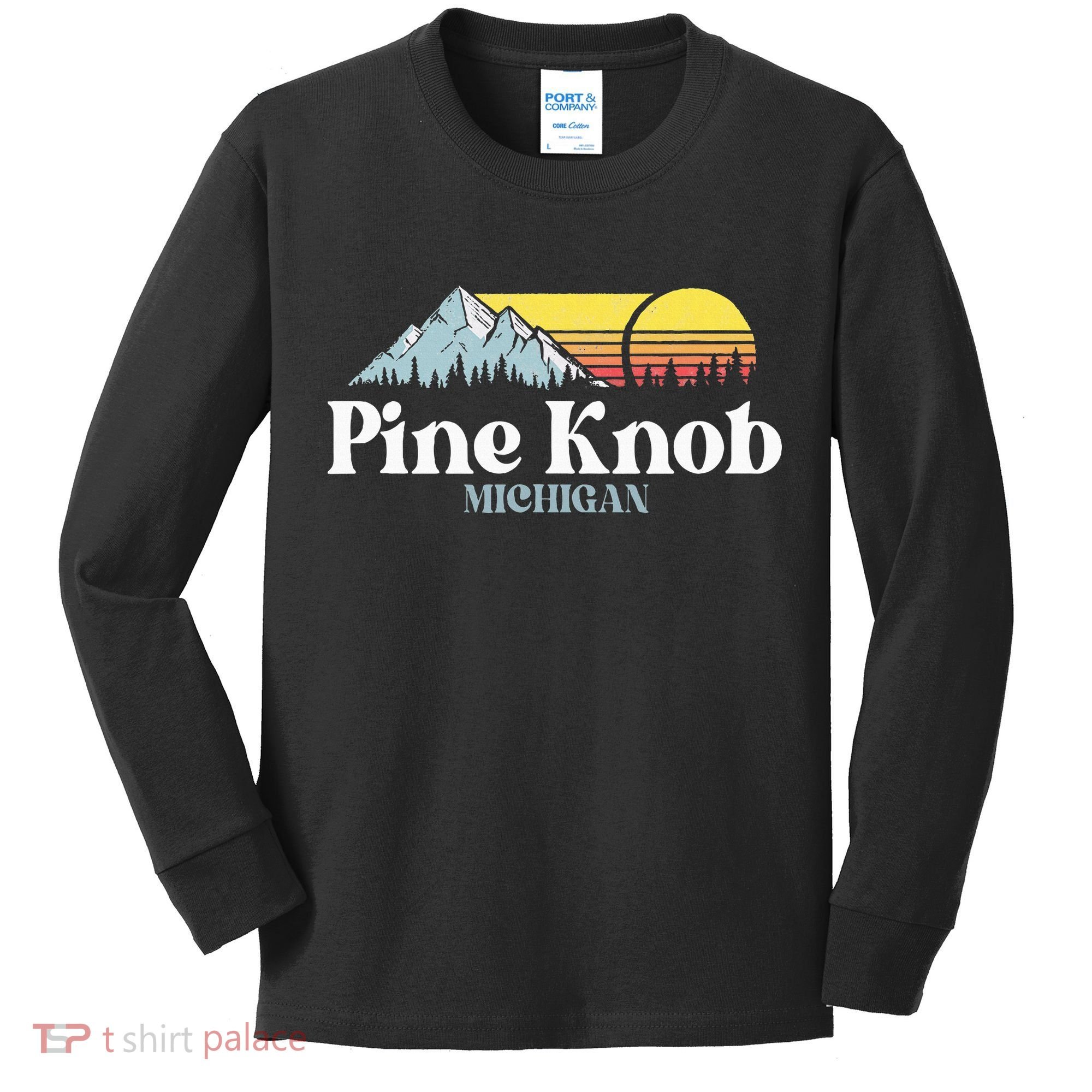 Pine Knob Michigan Ski Snowboarding Vacations Hiking Trails Kids Long Sleeve Shirt